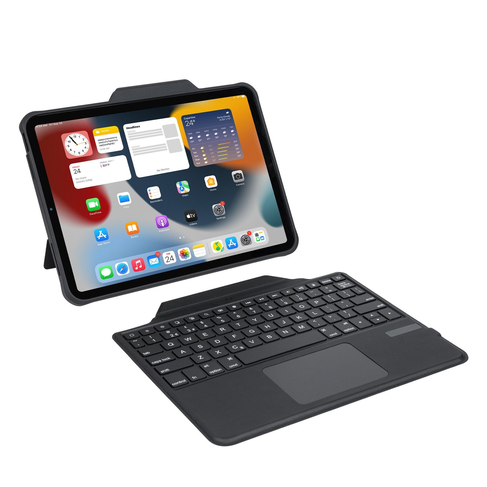 EB117 Detachable Keyboard Case for iPad 10, highlighting flexible vertical viewing mode and convenient magnetic separation.